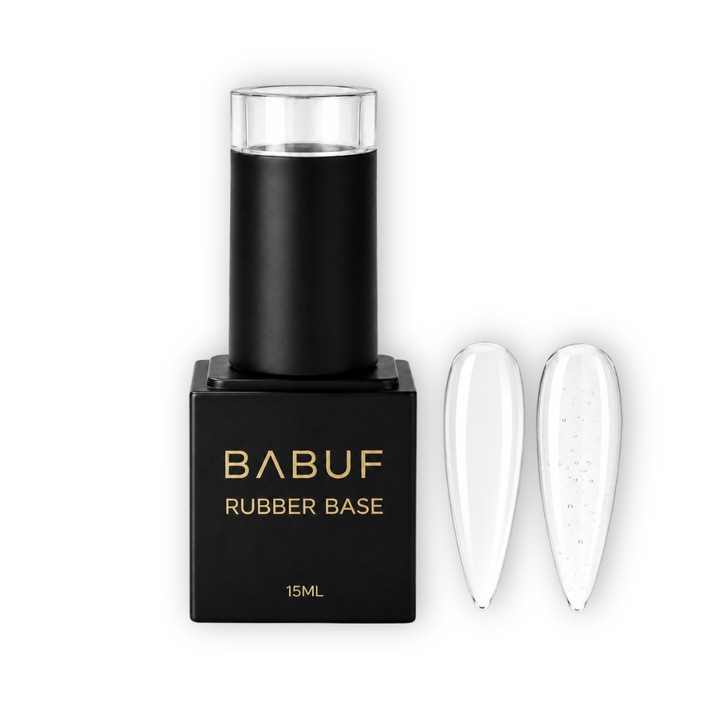 Baza Rubber transparenta BABUF, Clear RB0, aspect natural si lucios, 15 ml