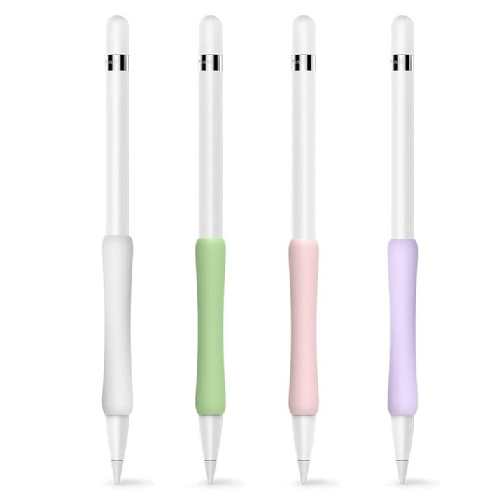 Set 4 manere ergonomice din silicon antiderapant multicolor pentru Apple Pencil 1st si 2nd Generation