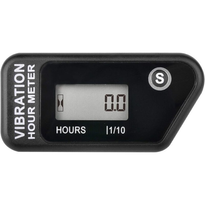 Contor ore digital wireless autoalimentat, resetabil, negru