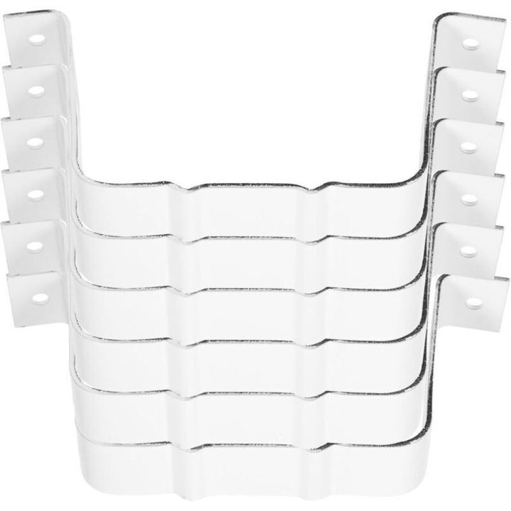 Set 6 cleme aluminiu alb, 100x80mm, rezistente pentru fixare jgheab exterior