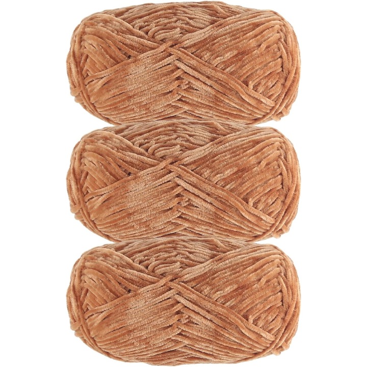 3 db tűz chenille fonal készlet, 120g, bársony, 2mm, többszínű, 444m