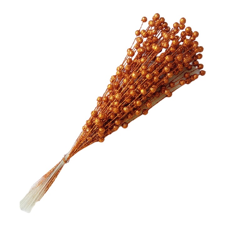 Gyöngyös pálcika csokor, műanyag, 30cm, gyöngyházfehér