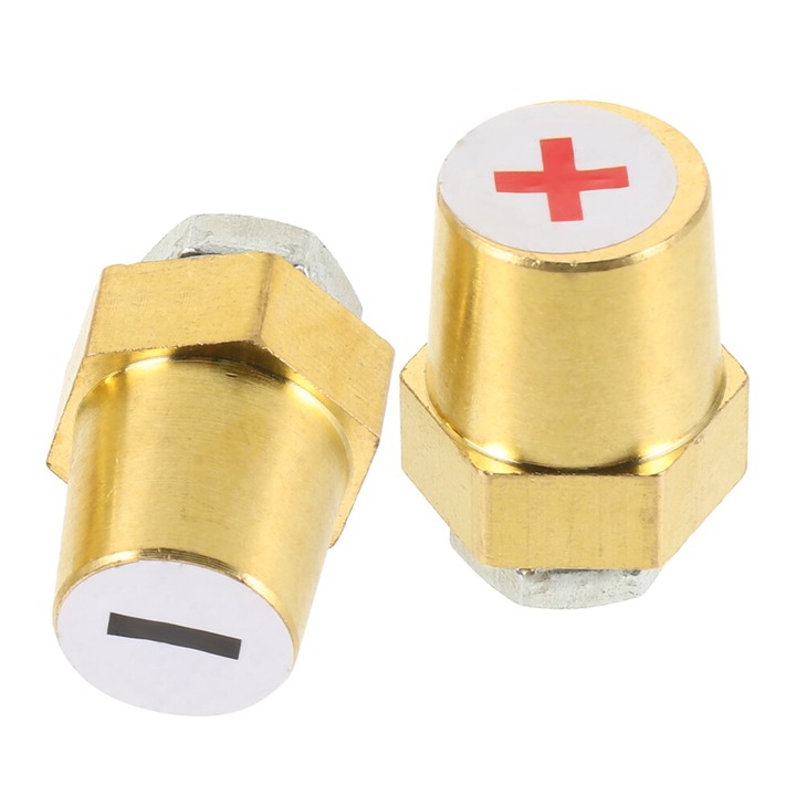 Adaptor terminal baterie auto, set 2 piese, cupru alama, multicolor, 3.3x2.3x2.3cm