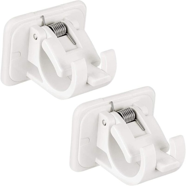Set 4 Suporturi Autoadezive pentru Galerii Perdele, Alb, 42x32x45mm