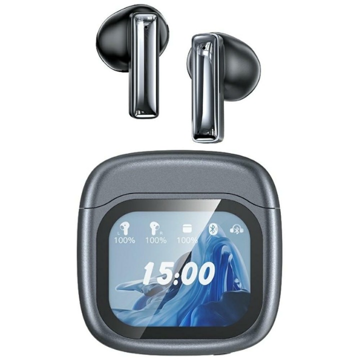 AWEI TP100 ENC Bluetooth 5.4 vezeték nélküli fülhallgató, szett, fekete, 10m, 20 óra üzemidő
