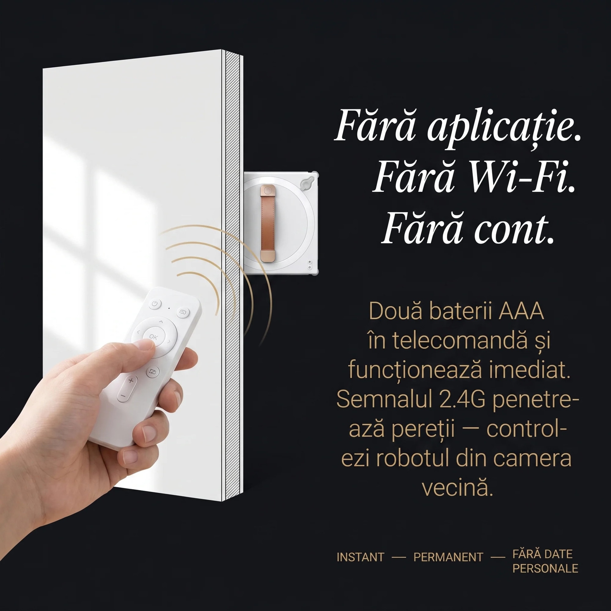 Robot Curatare Geamuri Barrano® Pro, Anti-cadere Inteligent cu 4 Senzori, UPS Backup 30 minute, Aspiratie 2700 Pa, Pulverizare Ultrasonica Dual, Telecomanda Wireless 2.4G Fara Aplicatie, Alb