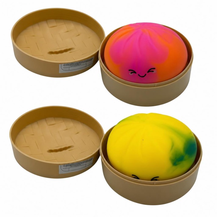 Jucarie Squishy Dumpling Antistres, Flippy, Model Fata Zimbitoare, Jucarie Senzoriala cu Revenire Lenta, Relaxare si Eliberare Anxietate, 8.5 x 5.5 cm, 118 g, Culoare Aleatorie