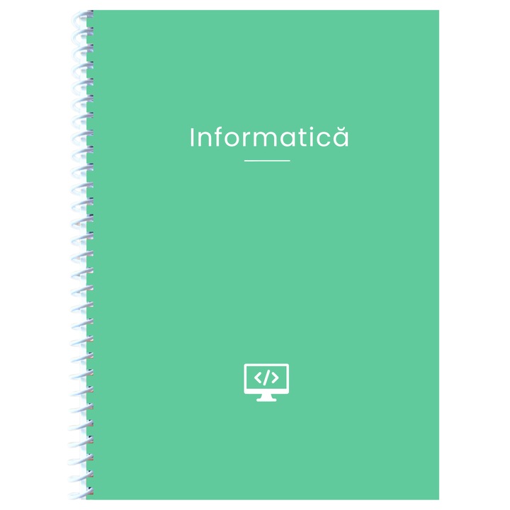 Caiet Studentesc cu spirala, Foi veline, 100 File, A4, personalizat Informatica