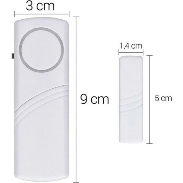 Alarma usa si fereastra, set 4 piese, wireless, 100dB, alb