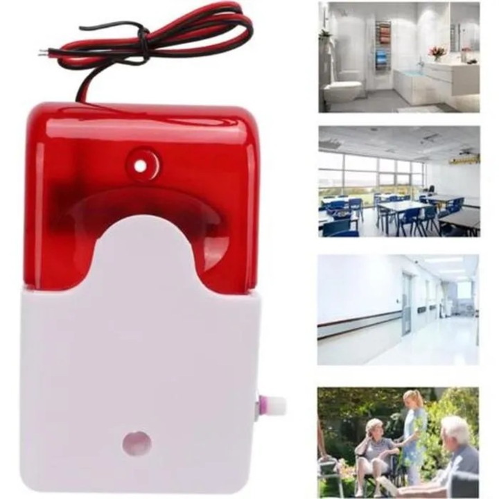 Kültéri figyelmeztető lámpa, 110dB sziréna, 150 villanás/perc, piros, ABS