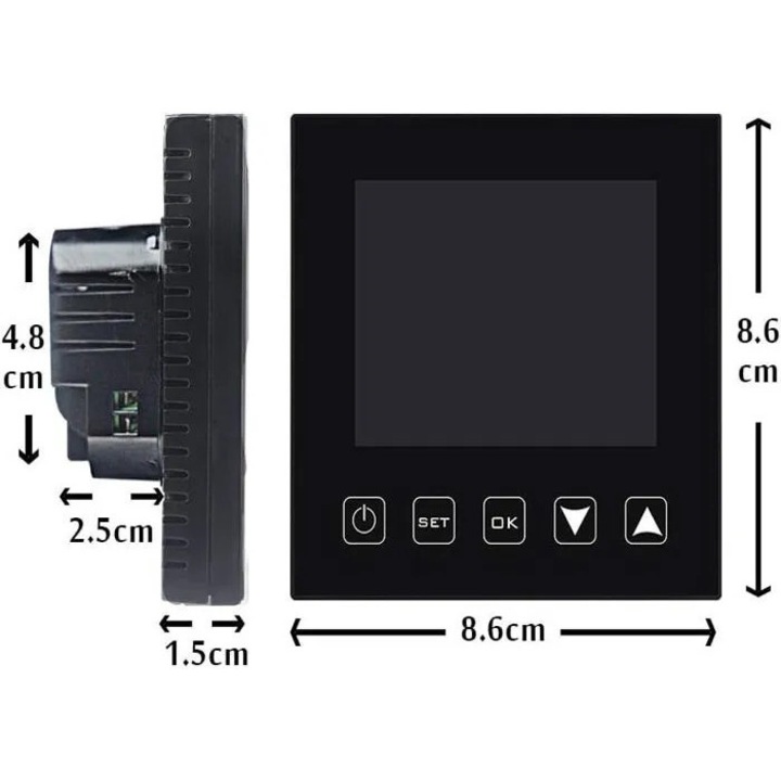 WiFi termosztát kazánhoz és padlófűtéshez, 3A, 220V
