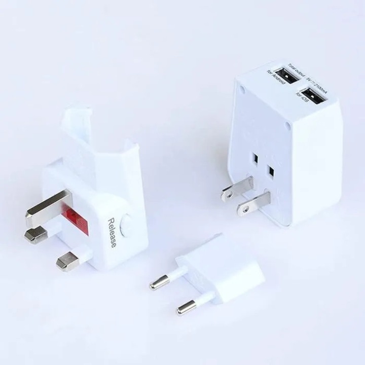 Универсален адаптер за контакт с 2 USB, огнеупорен материал
