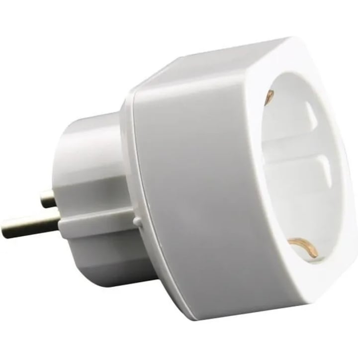 Utazó hálózati adapter fehér Francia Schuko-ra 7x4x4cm