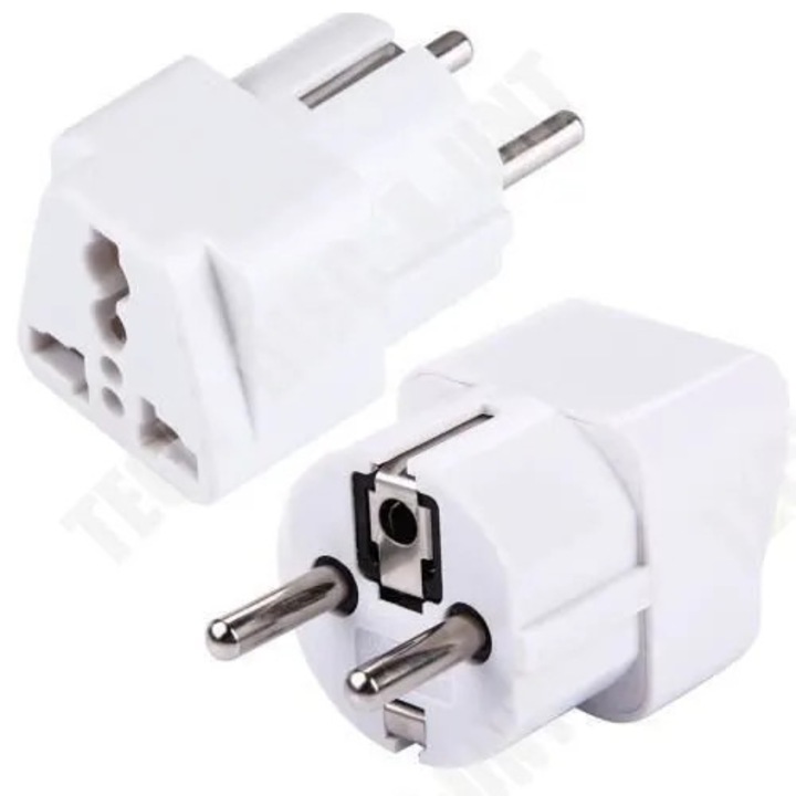 Univerzális utazó adapter, konverter dugó, fehér, kompakt