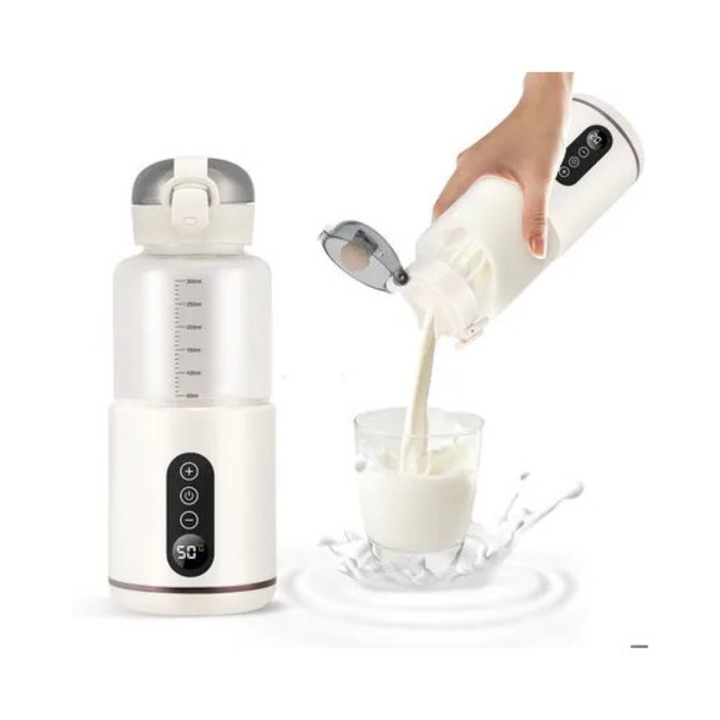 Incalzitor portabil lapte, capacitate 300ml, alb, baterie 5200mAh