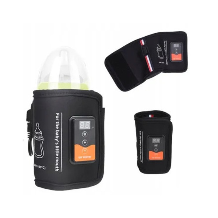 Incalzitor sticle bebelusi portabil USB, poliester, reglabil, compact