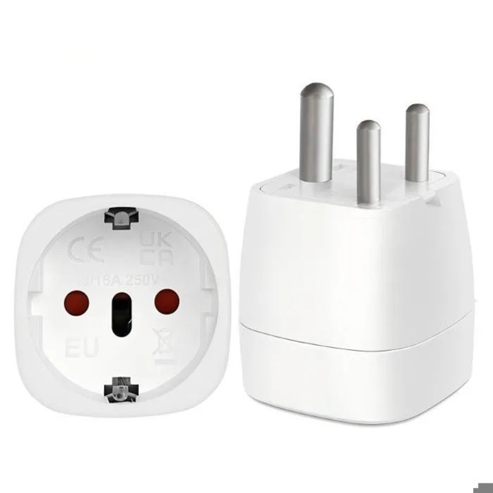 2 db EU-D típusú utazóadapter készlet, fehér