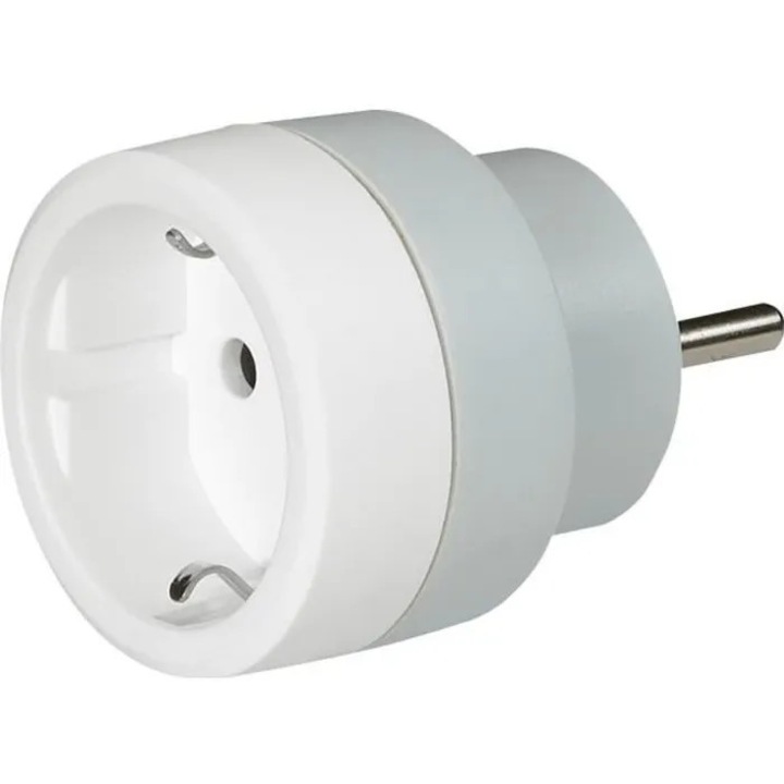 Német-francia adapter, fehér-szürke, 16A, 3700W, 230V
