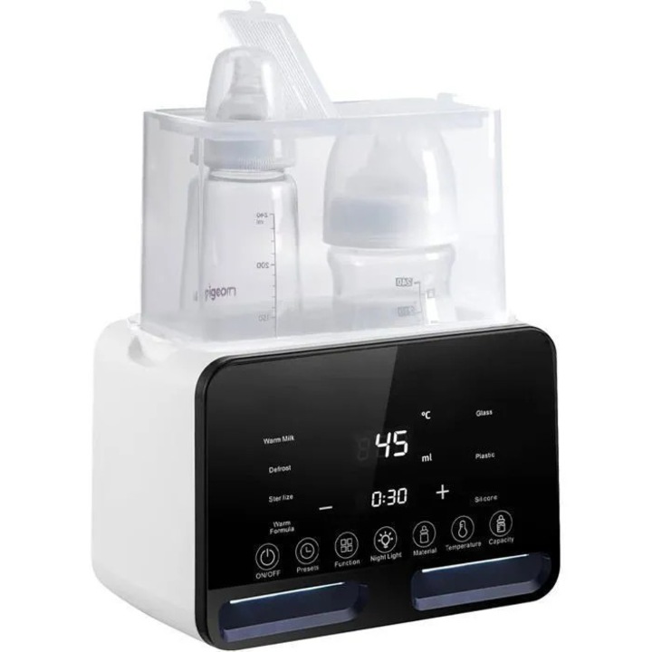 Incalzitor biberon multifunctional 7 in 1, sterilizator, ecran LCD, alb, capacitate mare
