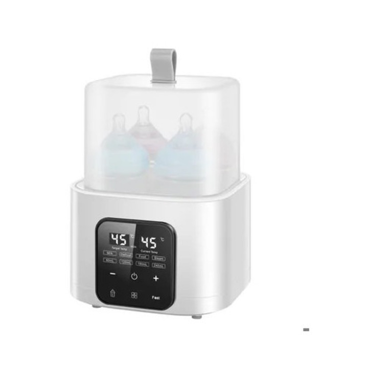 Incalzitor biberon dublu, sterilizator, touchscreen, telecomanda, 18.1x18.1x24.7cm, alb