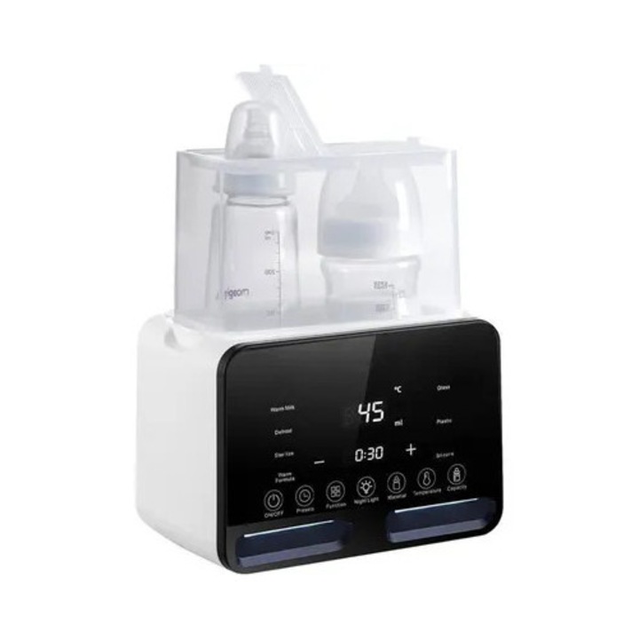 Incalzitor biberon multifunctional 7 in 1, sterilizator, ecran LCD, alb, capacitate mare