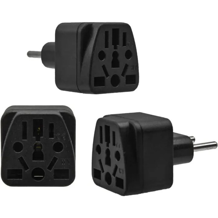 3 db univerzális EU dugó adapter készlet, többszínű, kompakt, 5x4x3cm