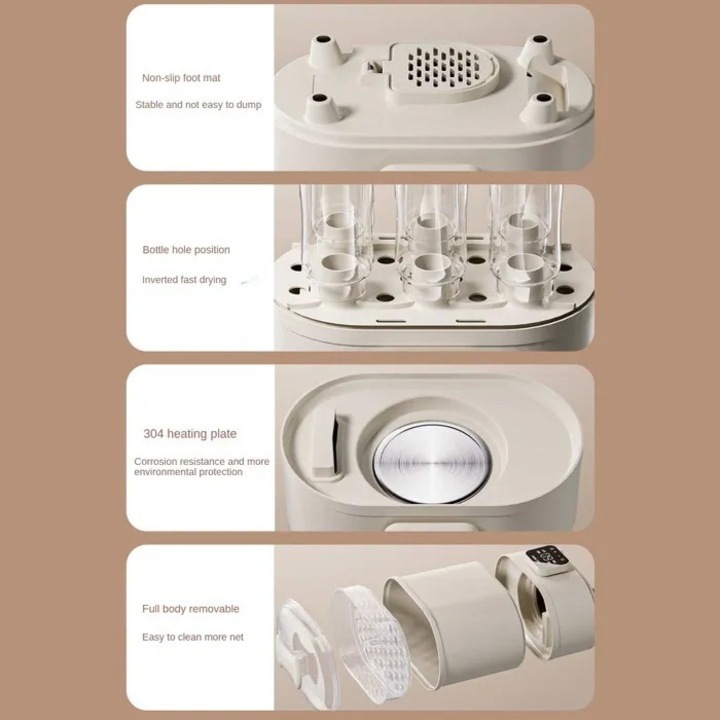 Sterilizator biberoane multifunctional 2-in-1 capacitate mare alb 30x25x20cm
