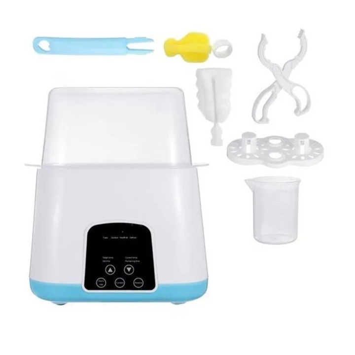 Incalzitor biberon electric, 6 in 1, albastru, cu ecran LED si sterilizator