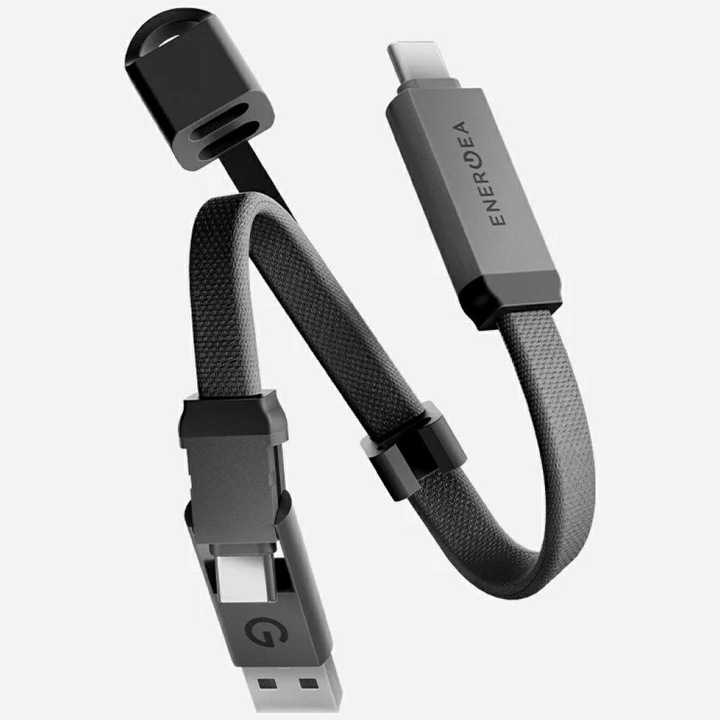 Cablu Energea Sheath Key 2in1 USB-C USB-A gunmetal 15cm 60W