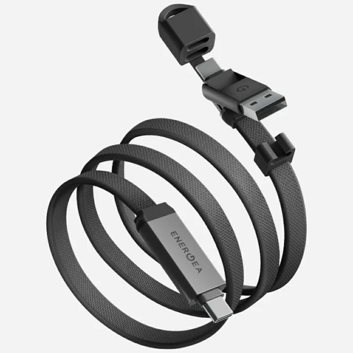 Cablu USB-C 2in1 Energea Sheath Travel rezistent 60W 1.2m gunmetal