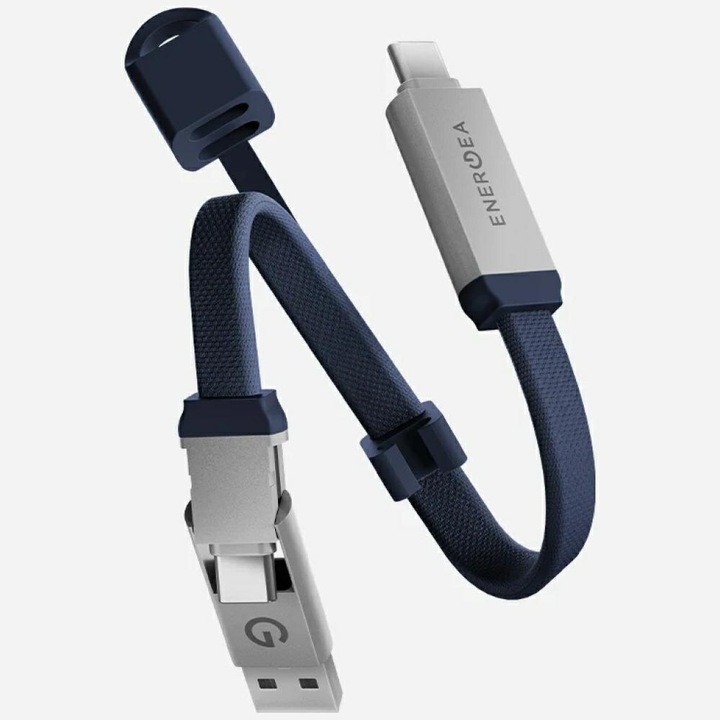 Cablu Energea Sheath Key 2in1 USB-C USB-A albastru 15cm 60W