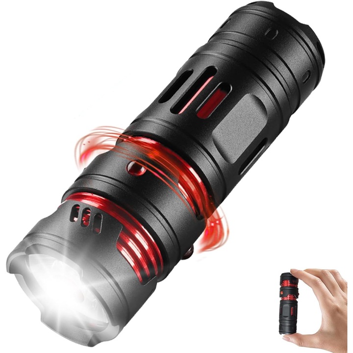 LED фенер с акумулаторна батерия, USB презареждаем, алуминий, REAL 600 лумена - SKYLLA