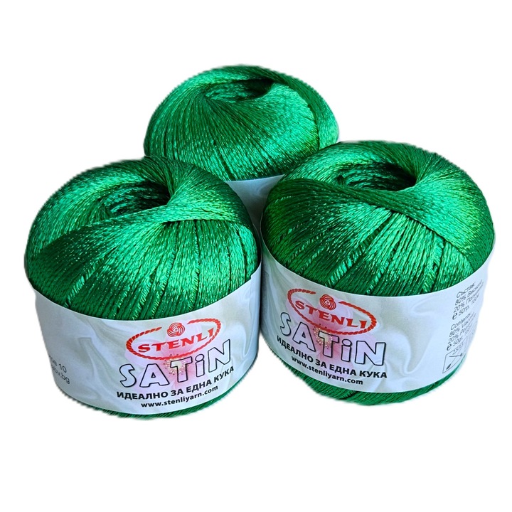 3 darabos Stenli Satin fonal szett, fűzöld, kód 773, 50g/160m