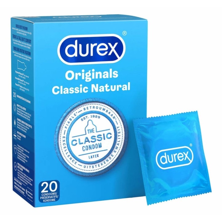 Durex Classic Naturel óvszer, 3 db, átlátszó, 56mm