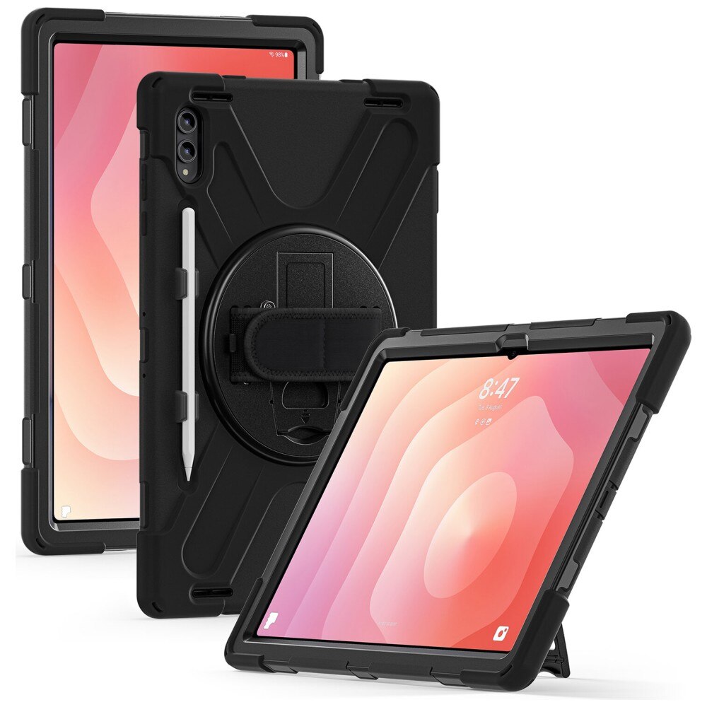 Husa 4smarts Rugged Case Grip, negru, 30x24cm, protectie robusta, suport 360° pentru Samsung Galaxy Tab S11 Ultra