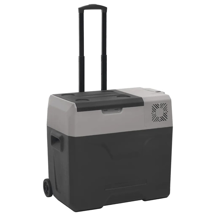 Frigider portabil VidaXL 40L negru-gri cu roti si maner