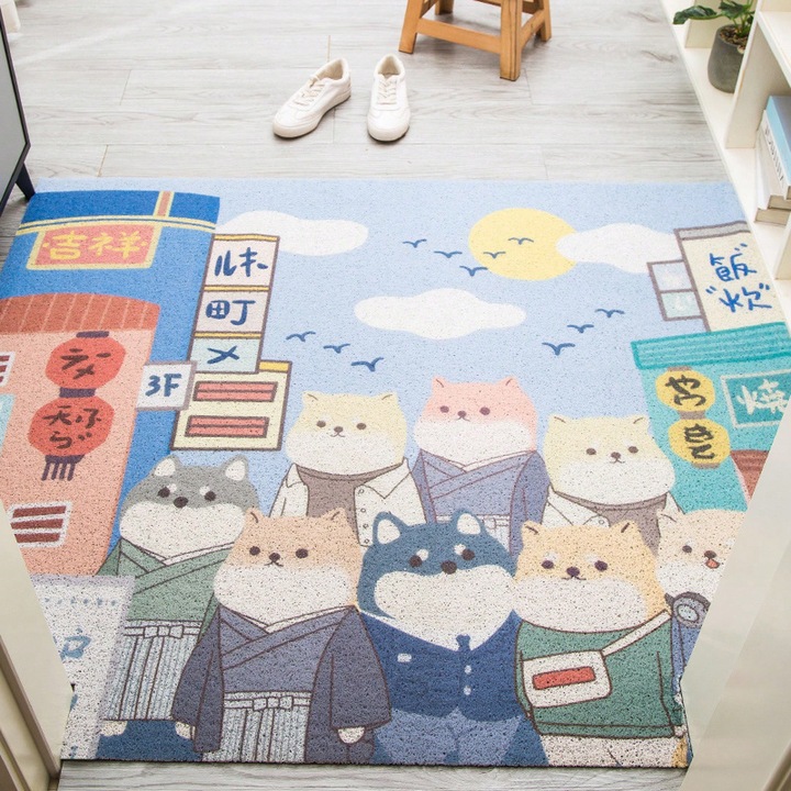 Lábtörlő, Shiba Inu modell, PVC, 40x60cm, mosható, vágó