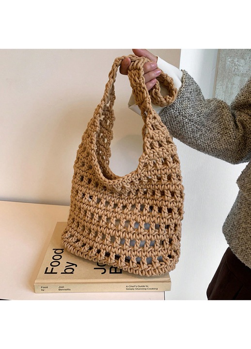 Geanta dama, sac de plaja, capacitate mare, alb, mare