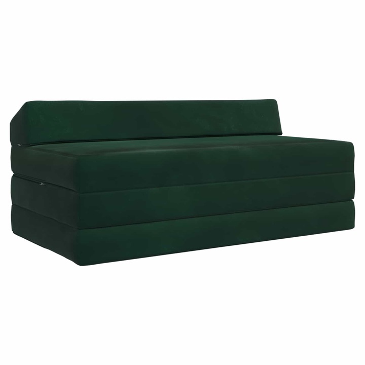 Canapea Pat Pliabila vidaXL, Verde inchis 120 x 60 x 49 cm Tesatura