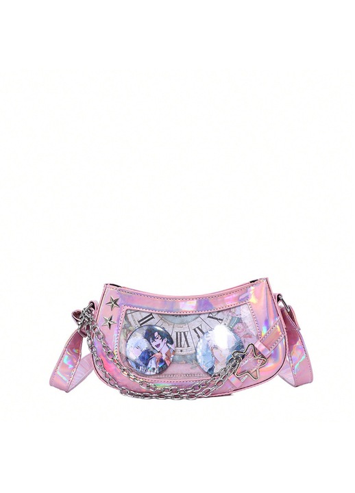 Női válltáska crossbody irizáló púder egy méret
