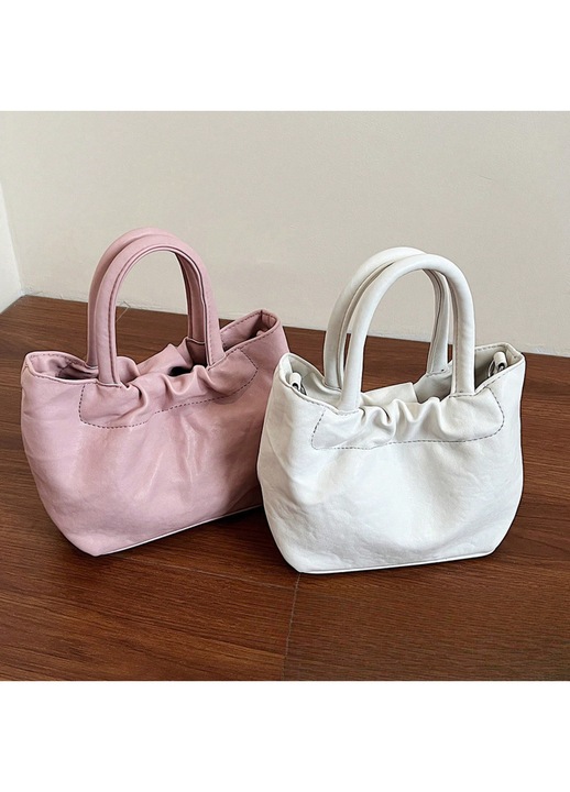 Női táska, hétköznapi modell, fehér, nagy kapacitású, crossbody és bucket típusú táska