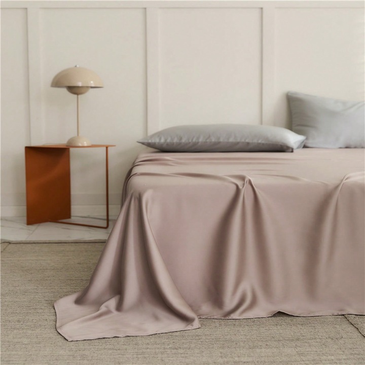 Cearceaf pat, bumbac ice silk, roz, 245x270cm