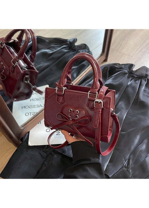 Női táska, kicsi, egyszerű, piros, crossbody, válltáska