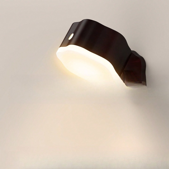 Veioza rotativa cu lampa de machiaj, lumina calda neagra 3W, incarcare magnetica, mica, pentru perete si noptiera