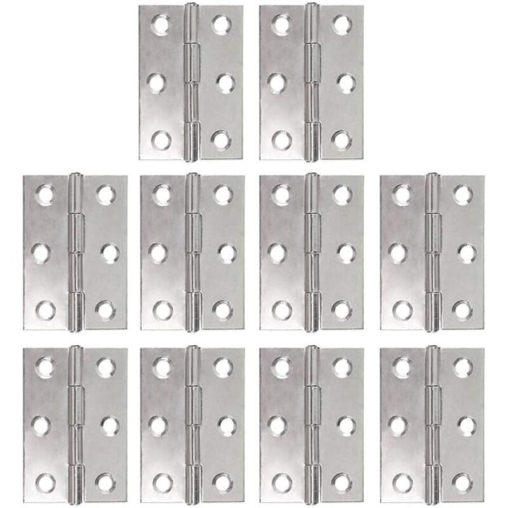 Set 10 x Balamale pentru mobilier mic, oțel inoxidabil, rezistente, 6 găuri