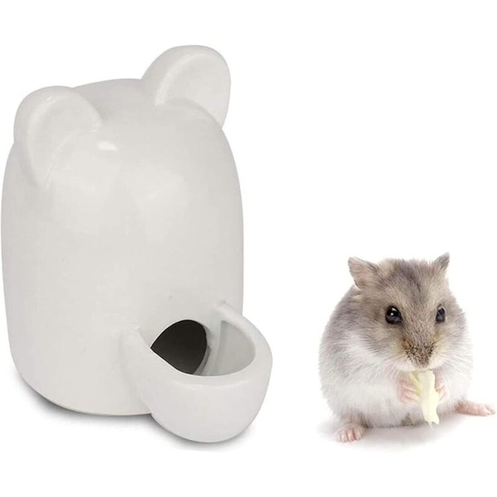 Adapator ceramic pentru animale mici, 200ml, alb, 11x10.3x7cm