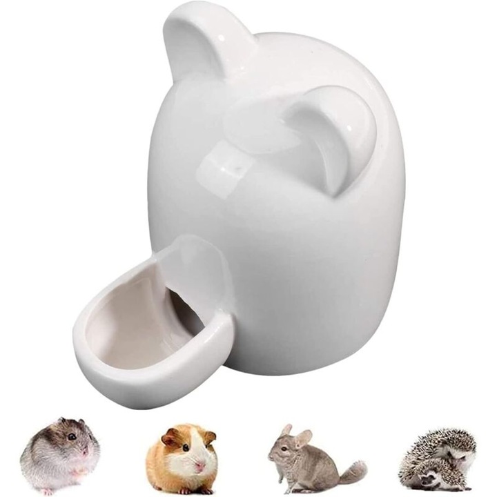 Adapator ceramic pentru animale mici, 200ml, alb, 11x10.3x7cm