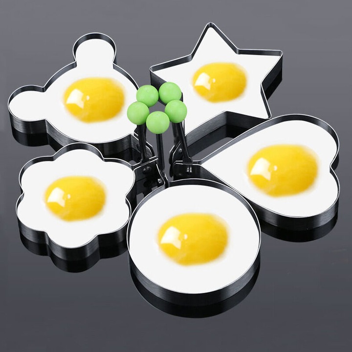 Forme prajituri, inox, pentru oua prajite, set 3 buc, argintiu