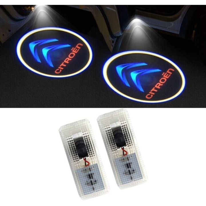 Proiectoare usa auto set, iluminare LED, logo fantoma, alb