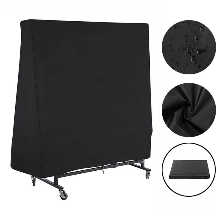 Husa pentru masa de ping-pong K0472-0611-XL3268, impermeabila, rezistenta la UV si la rupere, negru, 165 x 70 x 185 cm